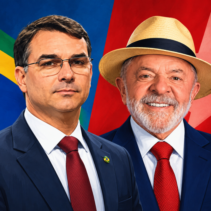 Retrato Político Dividido em Azul e Vermelho